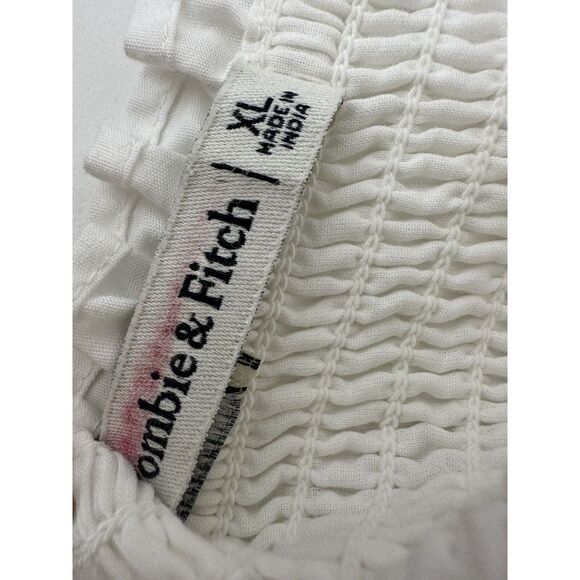 Abercrombie & Fitch Top Women XL White puff Sleeve Crop Stretch Formal Party - Picture 2 of 7